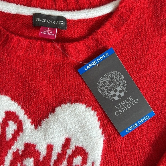 Girl's Vince Camuto Love Heart Valentine's Day Red and White Sweater -NWT - Picture 8 of 8